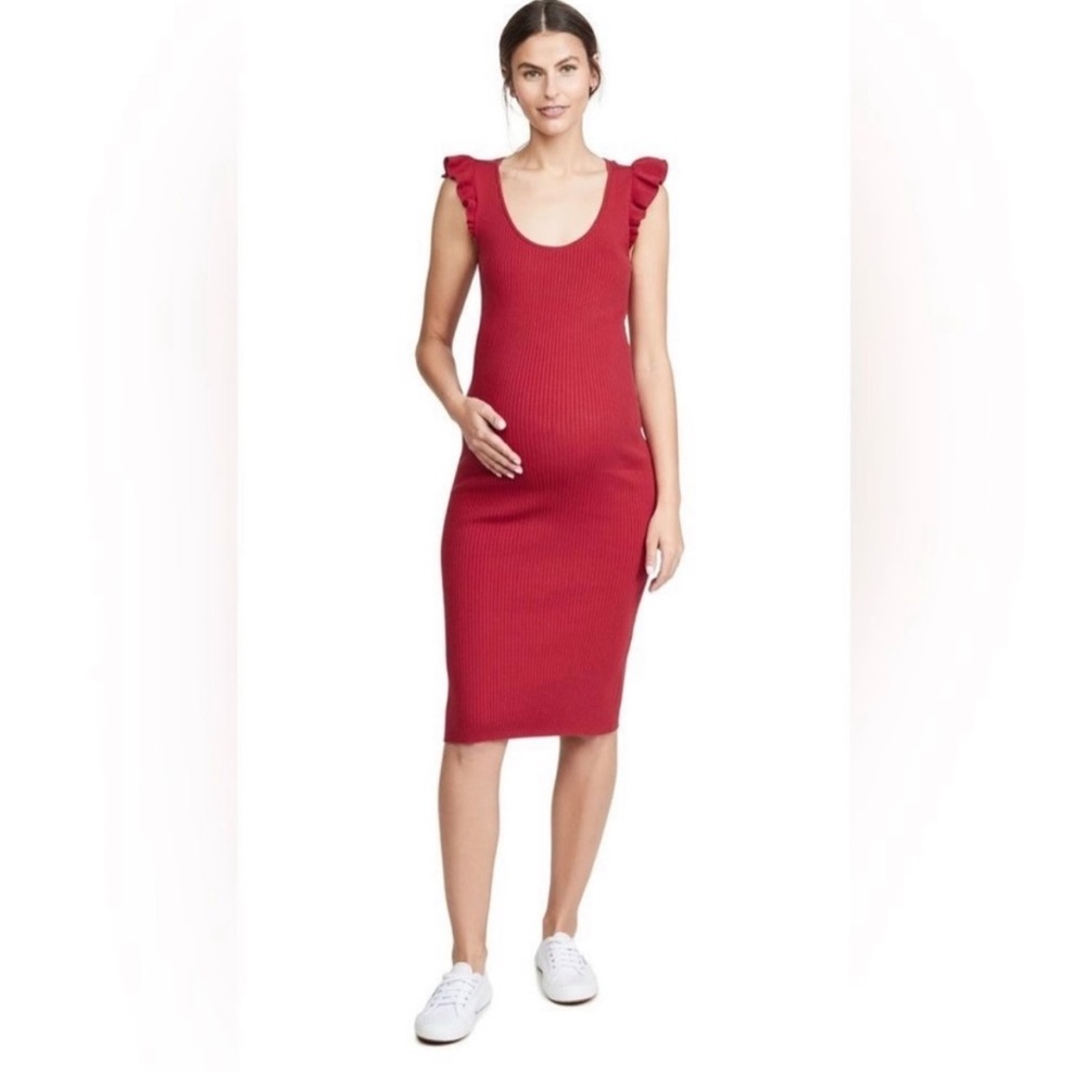 Hatch Chile Red Midi Dress with Ruffle Sleeves